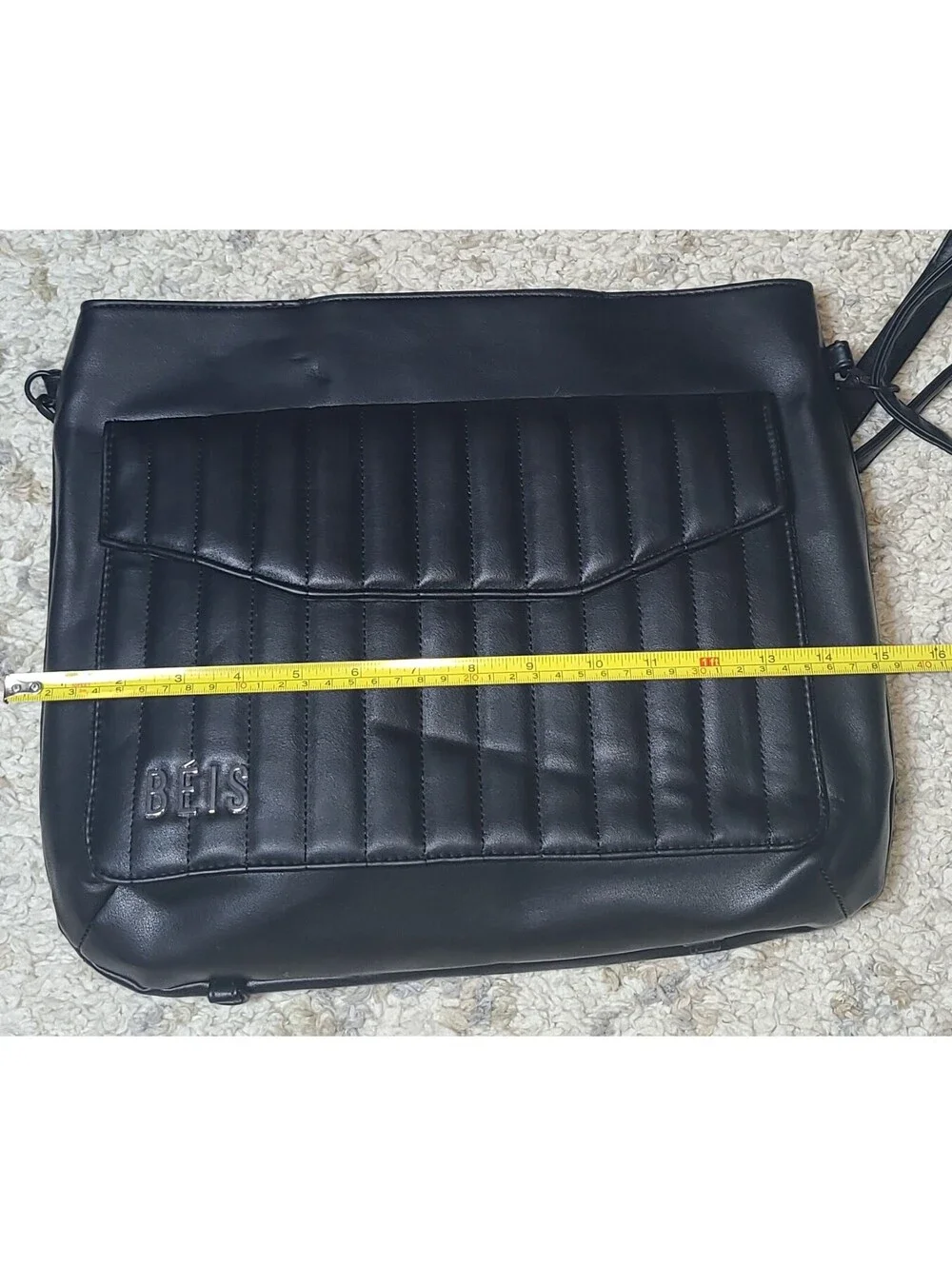 Béis Black Quilted Crossbody Bag with Adjustable Strap